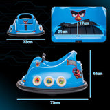 AIYAPLAY Angry Bird Licensed Waltzer Car, 12V Kids Bumper Car w/ Joysticks, Remote, Music LED Lights - Blue