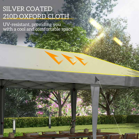 Outsunny 3 x 6 m Pop Up Gazebo, Foldable Canopy Tent, Height Adjustable Wedding Awning Canopy w/ Carrying Bag, Grey