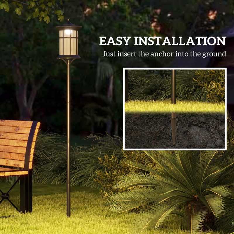 Outsunny Set of Two 1.8m Traditional Style Solar Lamp Posts - Black