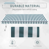 Outsunny Manual Retractable Awning, size (4m x3m)-Green/White Stripes