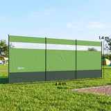 Outsunny Camping Windbreaker with Clear Windows and Steel Poles, for Beach Caravan Campervan, 440 x 140cm, Army Green