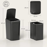HOMCOM 12L Sensor Bin, Automatic Touchless Motion Sensor Kitchen Bin with Fingerprint Resistant Stainless Steel, Black