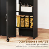 HOMCOM Foldable Dining Table, Extendable Drop Leaf Table with 2-tier Shelves, Small Dinner Table with Rolling Casters