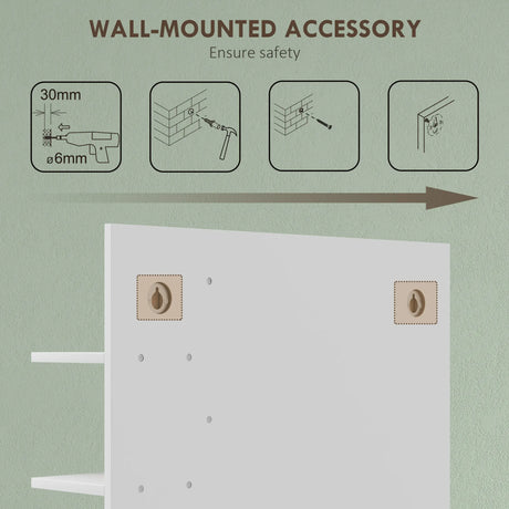 HOMCOM Bamboo Panel Bathroom Mirror, with Shelves - White