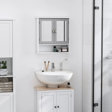 kleankin Bathroom Wall Storage Cabinet - Grey