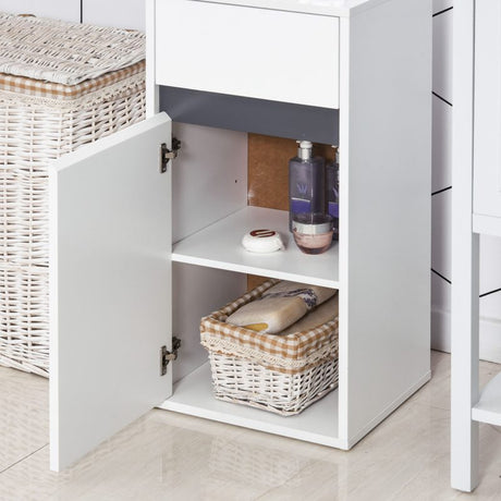 HOMCOM MDF Tri-Compartment Bathroom Storage Cabinet White