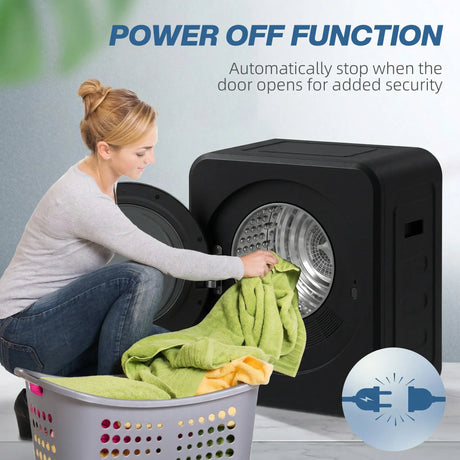 HOMCOM Vented Tumble Dryer, 4 kg Front Tumble Dryer with Stainless Steel Tub, 800W Compact Freestanding Black
