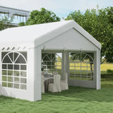 Outsunny 4m x 4m Marquee Party Tent, Heavy Duty Wedding Canopy with Sidewalls, Doors, Windows, Galvanised Garden Gazebo for Parties Events, White