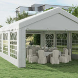 Outsunny 6m x 4m Garden Gazebo, Galvanised Marquee Party Tent with Removable Sides and Windows for Parties, Wedding and Events, White