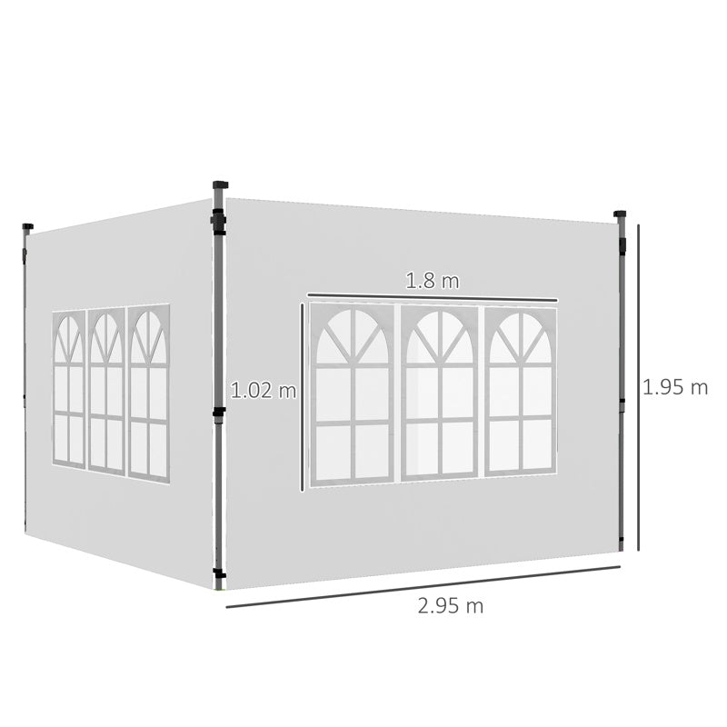 Outsunny Gazebo Side Panels, Sides Replacement with Window for 3x3(m) or 3x4m Pop Up Gazebo, 2 Pack, White