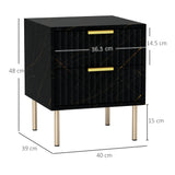 HOMCOM Elegant Two-Drawer Bedside Table - Black