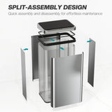 HOMCOM 50L Sensor Bin with Quiet Soft-Close Lid, Automatic Touchless Motion Sensor Kitchen Bin with Fingerprint Resistant Stainless Steel for Hygienic Gyms, Home Office Use, Silver Tone