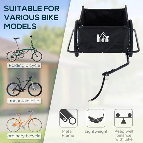 HOMCOM Bicycle Cargo Trailer, 2-Wheel Large Folding Storage with Removable Cover, Black