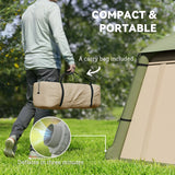 Outsunny Inflatable Camping Tent w/ Hand Pump, Easy Setup 1/2 Person Blow Up Tent Waterproof 190T Taffeta w/ Mesh Windows, Doors and Carry Bag, Brown