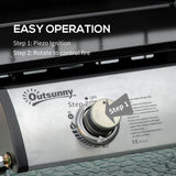 Outsunny Portable Tabletop Gas Plancha Grill w/ 2 Stainless Steel Burner, 10kW, Non-Stick Griddle for BBQ Camping Picnic Party