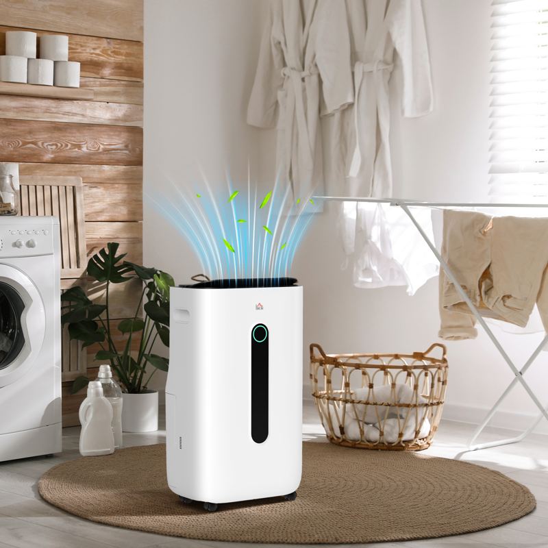 HOMCOM 6500mL Portable Dehumidifier with Air Purifier Filter, 24H Timer, 4 Modes, 22L/Day, for Home Laundry Basement