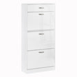 HOMCOM Shoe Cabinet with 3 Flip Drawers, High Gloss Shoe Storage Cabinet with Top Drawer and Adjustable Shelves, Shoe Cupboard for 18 Pairs, White