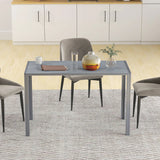 HOMCOM 120cm Dining Table, Rectangle 4 Seater Kitchen Table with Tempered Glass Top and Metal Legs, Grey
