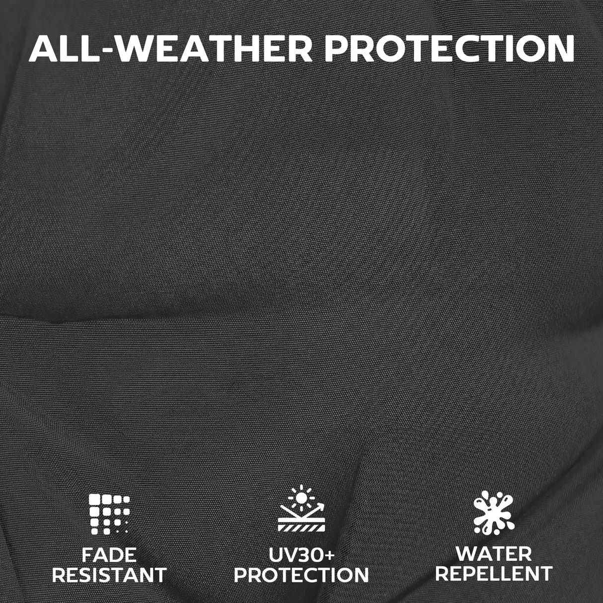 Outsunny Patio Chair Cushions Set of 4, Waterproof Non-Slip Lounge Chair Cushions, 112x53cm, Black
