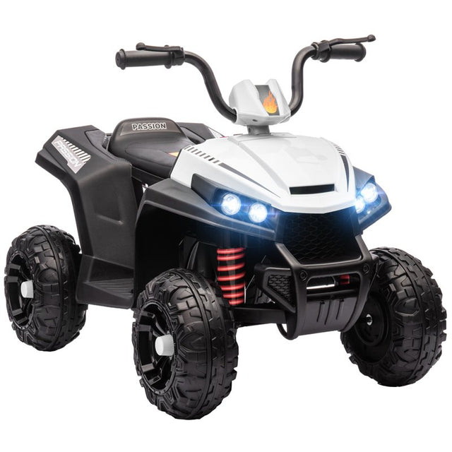 AIYAPLAY 12V Kids Electric Quad Bike w/ Spring Suspension System, Forward & Backward, LED Light, Music, MP3, White