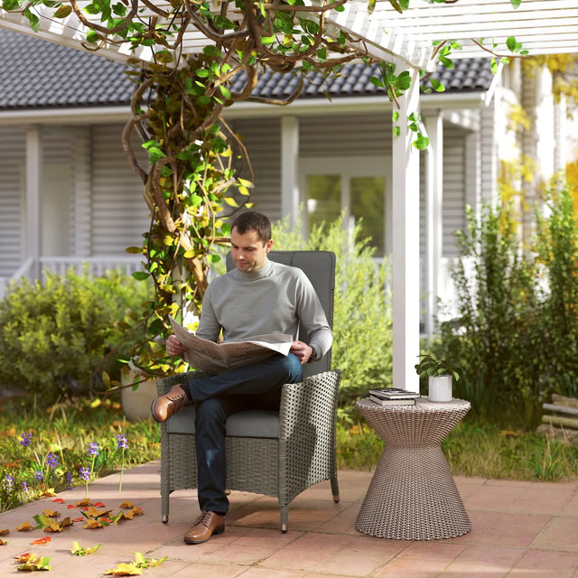 Outsunny 105-150 Reclining Rattan Chair - Grey
