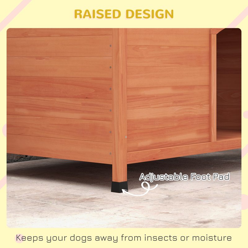 PawHut Wooden Dog Kennel, Outdoor Pet House, with Removable Floor, Openable Roof, Water-Resistant Paint - Natural Wood Tone