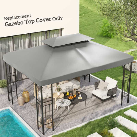 Outsunny Gazebo Roof Replacement, for 3 x 4m Frames - Light Grey