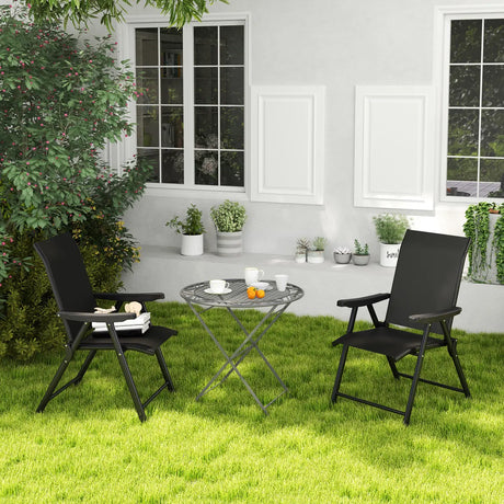 Outsunny Set of Two Folding Outdoor Chairs - Black