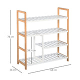 HOMCOM 4 Tier Shoe Racks Storage Stand Shelf Organizer Wood Frame 78 x 68 x 26 cm Hallway Furniture