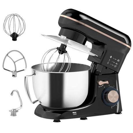 HOMCOM 1300W Kitchen Stand Mixer, with Accessories - Black