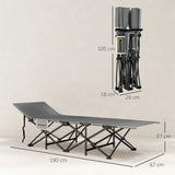 Outsunny 67cm Wide Folding Bed, Camping Cot for Adults with Mattress, Storage Pocket, Carry Bag, Max Load 150kg, Black