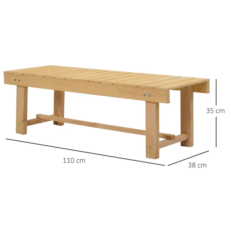 Outsunny 5 Pieces 2-seater Outdoor Indoor Wooden Garden Bench Fir Patio Loveseat, 110L x 38W x 35Hcm, Natural