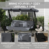 Outsunny Three-Person garden Swing Chair, with Adjustable Canopy - Light Brown