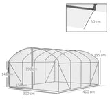 Outsunny Polytunnel Greenhouse Walk-in Grow House with UV-resistant PE Cover, Door, Galvanised Steel Frame, 4 x 3 x 2m, White