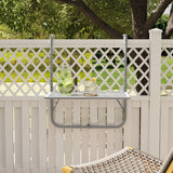 Outsunny Balcony Hanging Table, Metal Wall Mount Desk, Adjustable Folding Balcony Deck Table for Patio and Garden, Grey