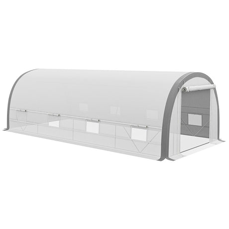 Outsunny 6 x 3(m) Polytunnel Greenhouse with Upgraded Structure, Mesh Door and Windows, 15 Plant Labels, White