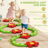 AIYAPLAY 13 PCS Kids Balance Beam Stepping Stones Set with Non-slip Textured Surface, Outdoor Indoor for Toddlers, Green