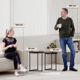 HOMCOM Set of Two Marble-Effect Nest of Tables - Black Marble Effect