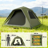 Outsunny Pop Up Tent 3000mm Waterproof Camping Tents with Mesh Windows 2-3 People Green