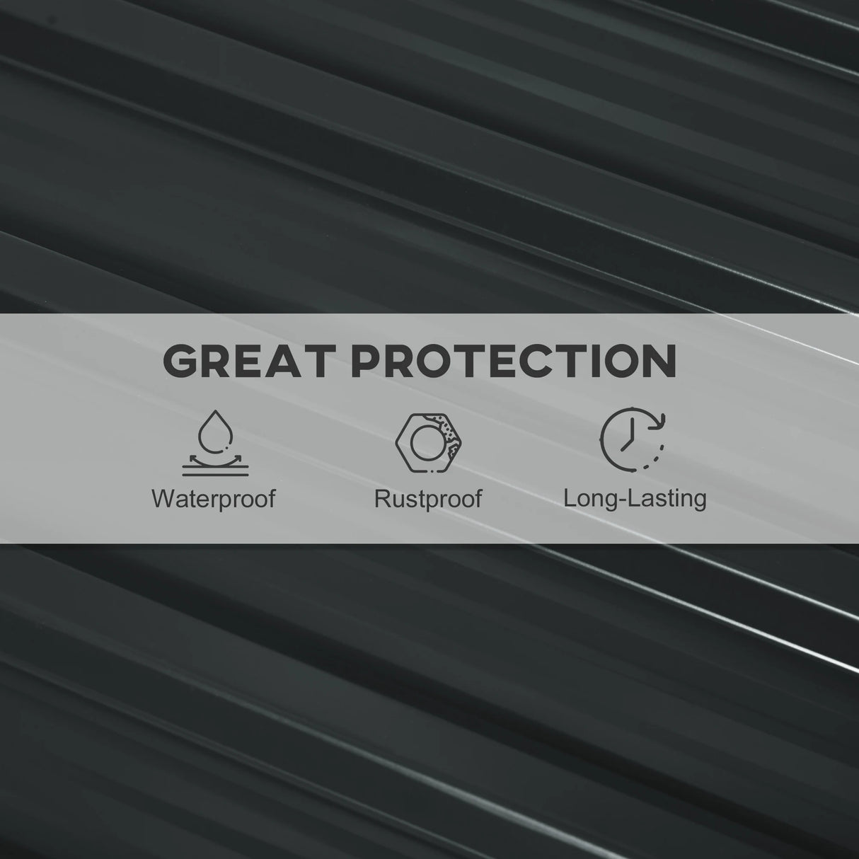 Outsunny Set of 12 Corrugated Steel Roof Sheet Panels - Dark Grey