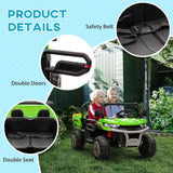 HOMCOM 12V 2 Seater Kids Electric Ride-On Car with Electric Bucket, Remote Control - Green