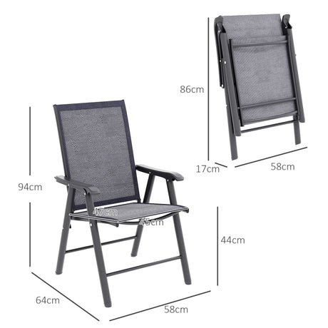 Outsunny Set of Four Folding Garden Chairs - Charcoal Grey