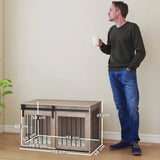 PawHut 98cm Dog Crate Furniture with Removable Cushion for Large Dogs - Brown