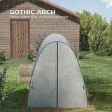 Outsunny Hoop House Greenhouse with Sandbags, Walk-In Tunnel Green House with 2 Doors and Screen Windows, 1.8 x 1.8 x 2m, White