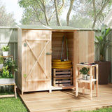 Outsunny 140 x 75 Fir Wood Garden Shed, with Asphalt Roof - Natural