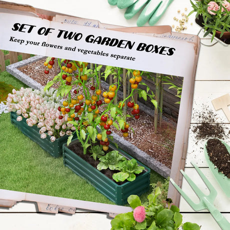 Outsunny Set of Two 110 x 65cm Steel Planter Boxes - Green