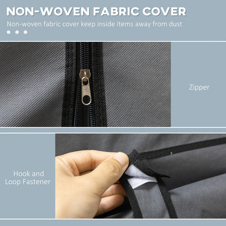 HOMCOM Fabric Wardrobe, with Rails and Shelves - Dark Grey