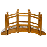 Outsunny Wooden Garden Bridge with Safety Railings, Arc Footbridge for Pond Backyard Stream, Brown