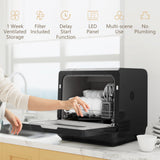 HOMCOM Table Top Dishwasher with Built-in 6L Water Tank, Mini Countertop Dishwasher with 6 Programs, 4 Place Settings, Black