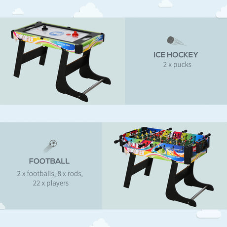 HOMCOM Folding Multi Gaming Table 4 in 1 Hockey, Football Table, Table Tennis, Billiards For Play Fun